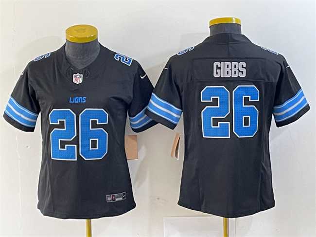 Womens Detroit Lions #26 Jahmyr Gibbs Black 2024 F.U.S.E. 2nd Alternate Vapor Limited Stitched Jersey